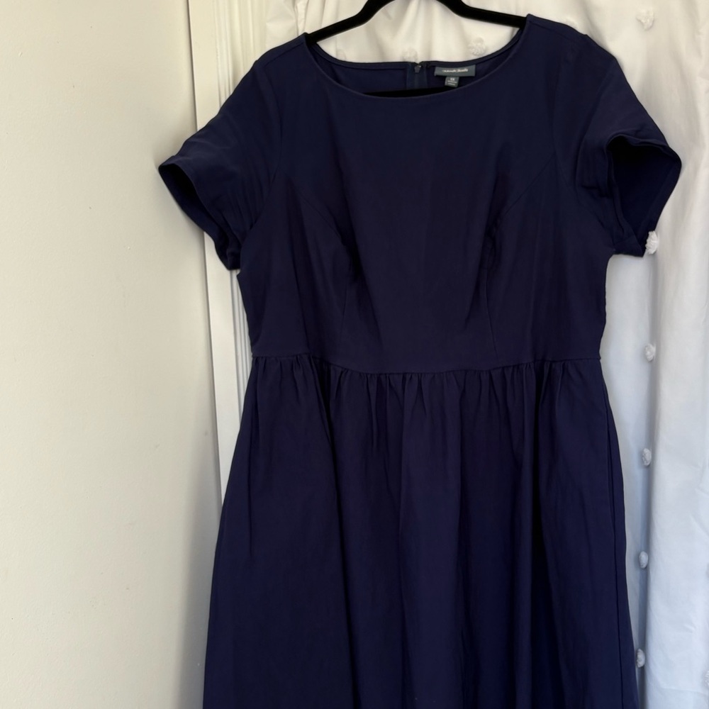 ModCloth Navy Short-Sleeve Fit-and-Flare Mini Dress with POCKETS!